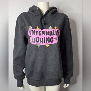 "Internally Ughing" Pink Graphic Hoodie - Women’s Charcoal Pullover